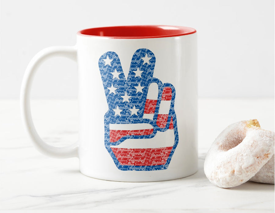Grimpeur Bros. Peace Love Bikes And Coffee 11oz Coffee Mug