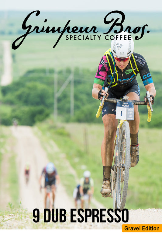 Amanda_9_Dub_Gravel_Edition_Espresso. #PandaPower Gravel 9 Dub Espresso 1 LB Bag Limited Edition is a tasty medium roast espresso that supports pro elite racer Amanda Nauman's gravel bike racing. All profits from coffee sales go directly to Amanda.