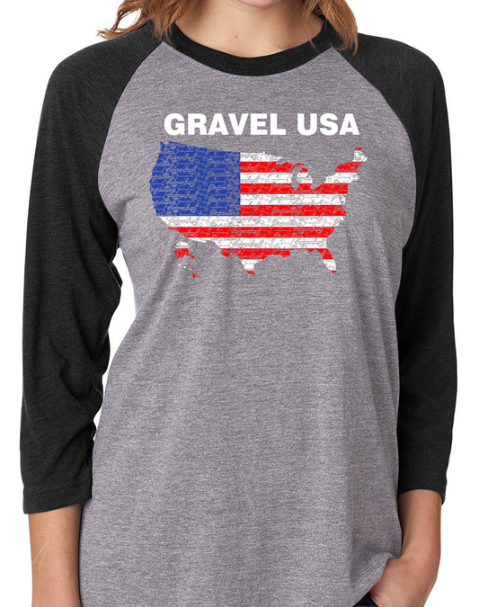 Grimpeur Bros. Gravel USA 2019 3/4 Sleeve Heather Grey T-Shirt