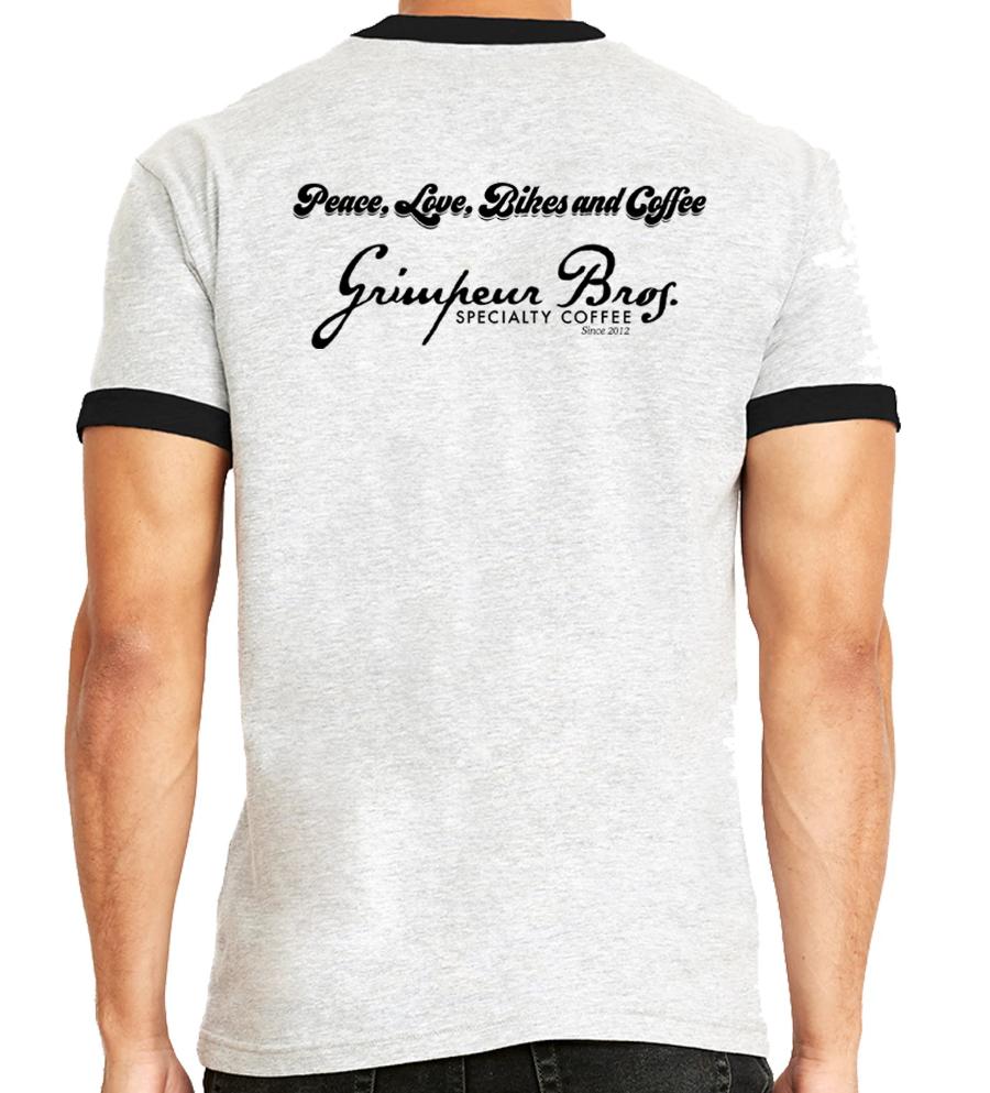 Grimpeur Bros. Peace Love Bikes Coffee T-Shirt